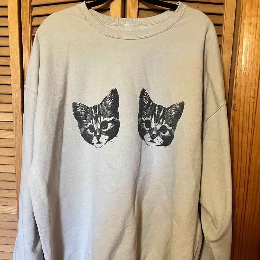 Dressed in LALA - Kitty print Sweatshirt - L/XL